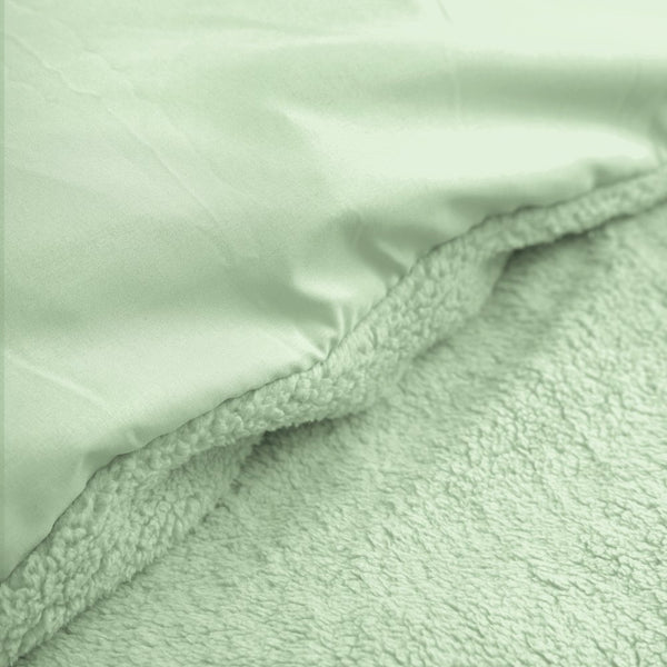 Teddy Fleece Duvet Cover Set | Green | King - 240cm (W) x 220cm (L) - The Bedding & Blankets Store