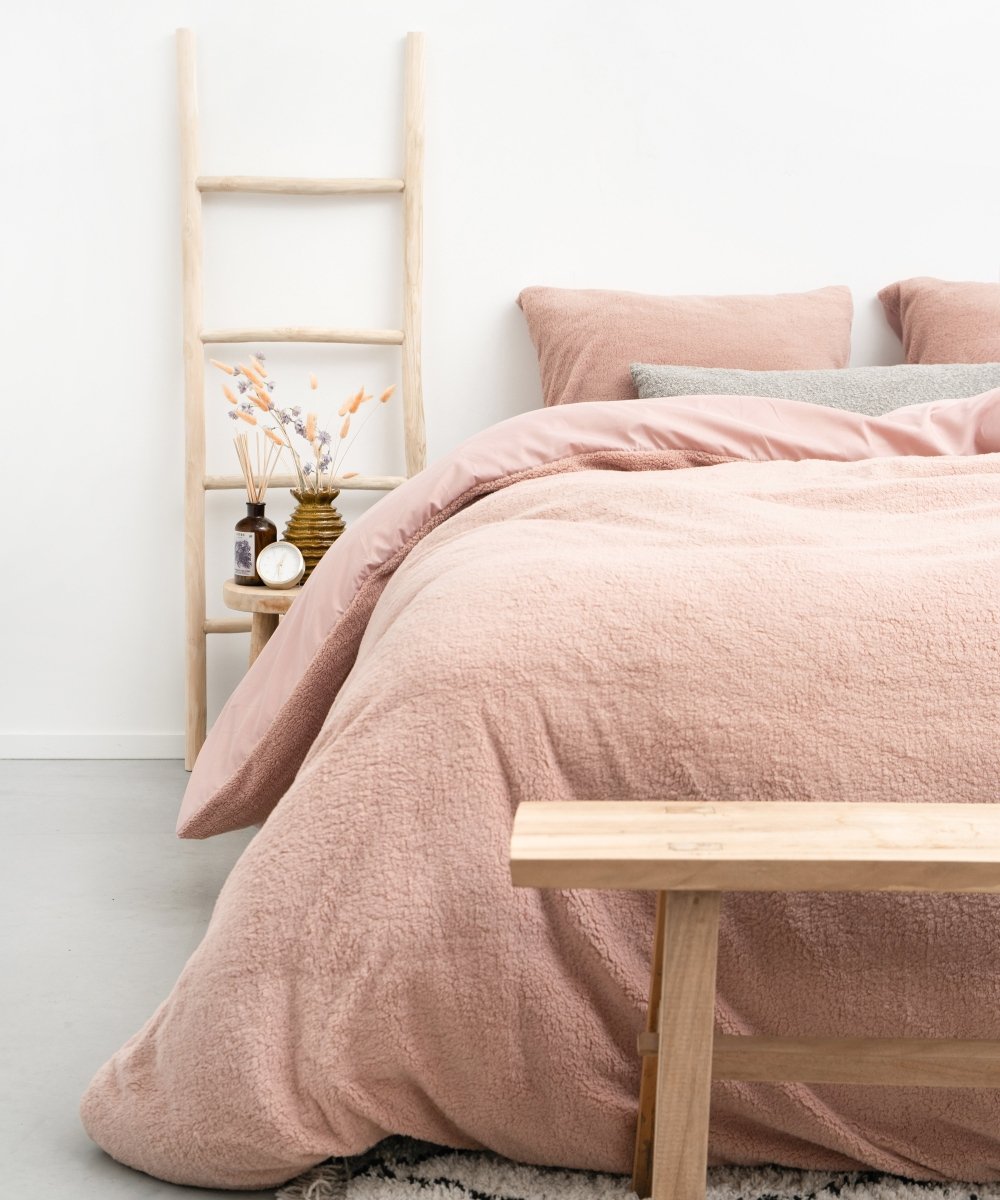 Teddy Fleece Duvet Cover Set | Pink | Single - 140cm (W) x 220cm (L) - The Bedding & Blankets Store