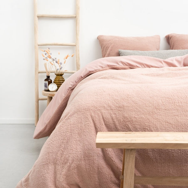 Teddy Fleece Duvet Cover Set | Pink | Single - 140cm (W) x 220cm (L) - The Bedding & Blankets Store