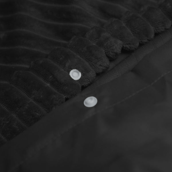 Teddy Fleece Duvet Cover Set Rib Teddy | Black | Single - 140cm (W) x 220cm (L) - The Bedding & Blankets Store