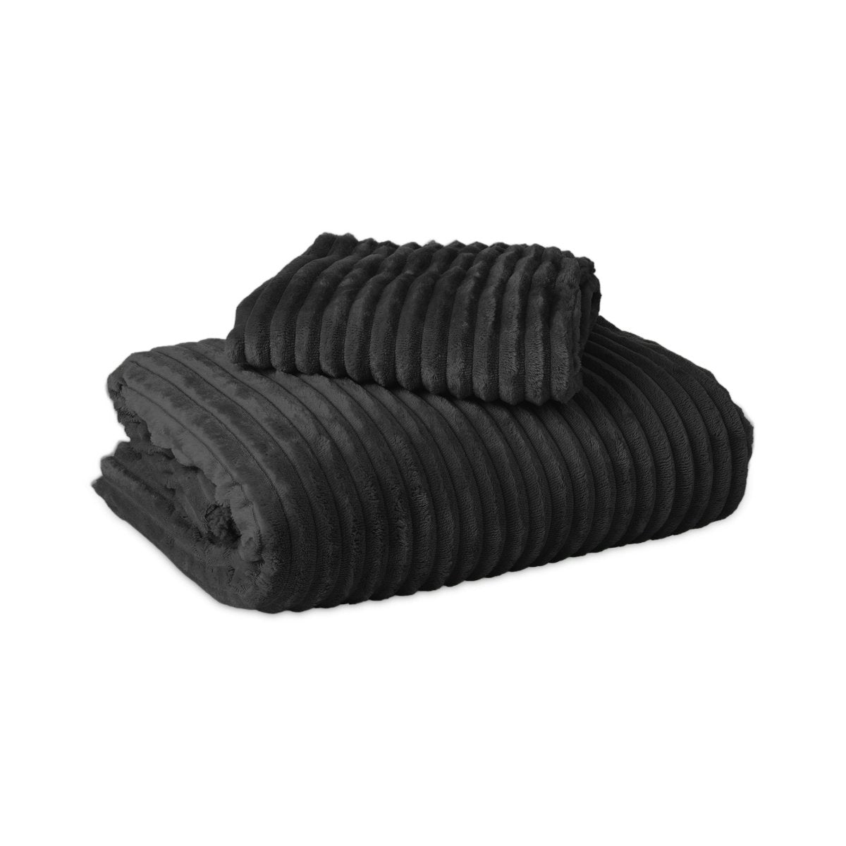Teddy Fleece Duvet Cover Set Rib Teddy | Black | Single - 140cm (W) x 220cm (L) - The Bedding & Blankets Store