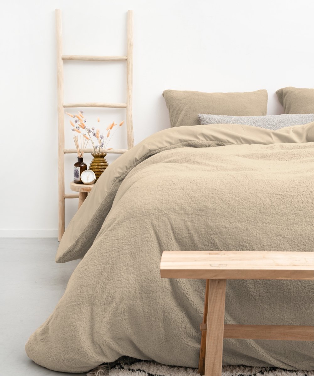 Teddy Fleece Duvet Cover Set Teddy | Taupe | Single - 140cm (W) x 220cm (L) - The Bedding & Blankets Store