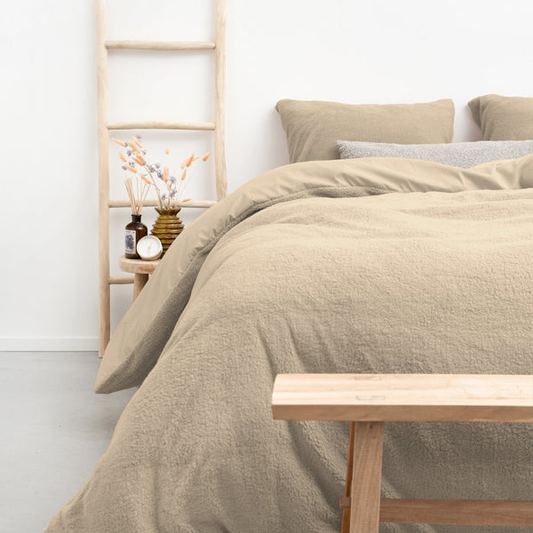 Teddy Fleece Duvet Cover Set Teddy | Taupe | Single - 140cm (W) x 220cm (L) - The Bedding & Blankets Store