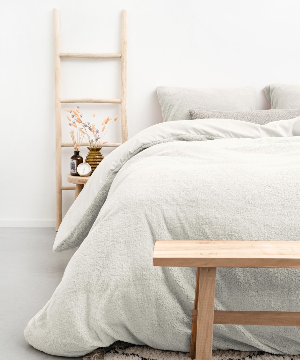 Teddy Fleece Duvet Cover Set Teddy | White | Single - 140cm (W) x 220cm (L) - The Bedding & Blankets Store
