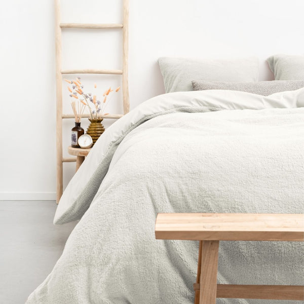 Teddy Fleece Duvet Cover Set Teddy | White | Single - 140cm (W) x 220cm (L) - The Bedding & Blankets Store