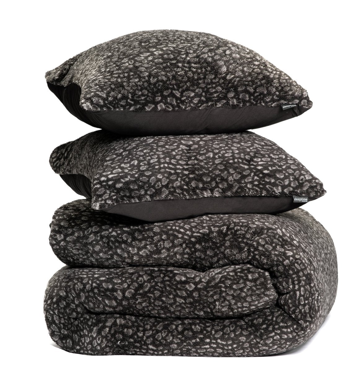 Teddy Fleece Duvet Cover Set Tiger | Black | Single - 140cm (W) x 220cm (L) - The Bedding & Blankets Store