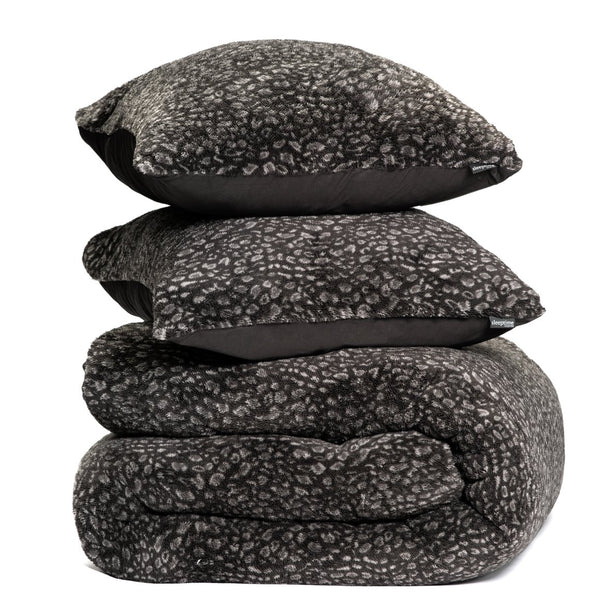Teddy Fleece Duvet Cover Set Tiger | Black | Single - 140cm (W) x 220cm (L) - The Bedding & Blankets Store