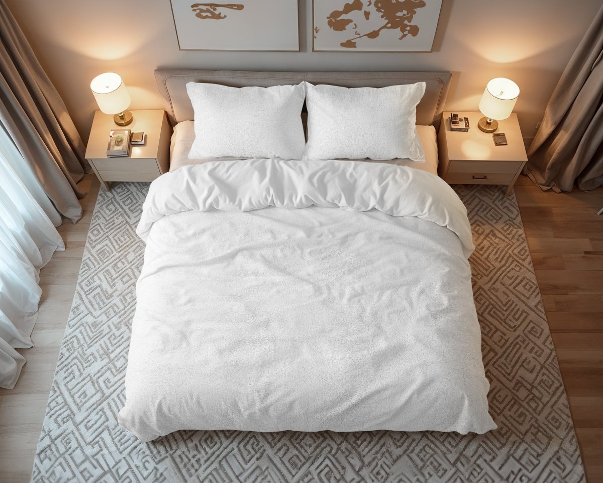 Teddy Fleece Duvet Cover Set | White | Double - 200cm (W) x 220cm (L) - The Bedding & Blankets Store