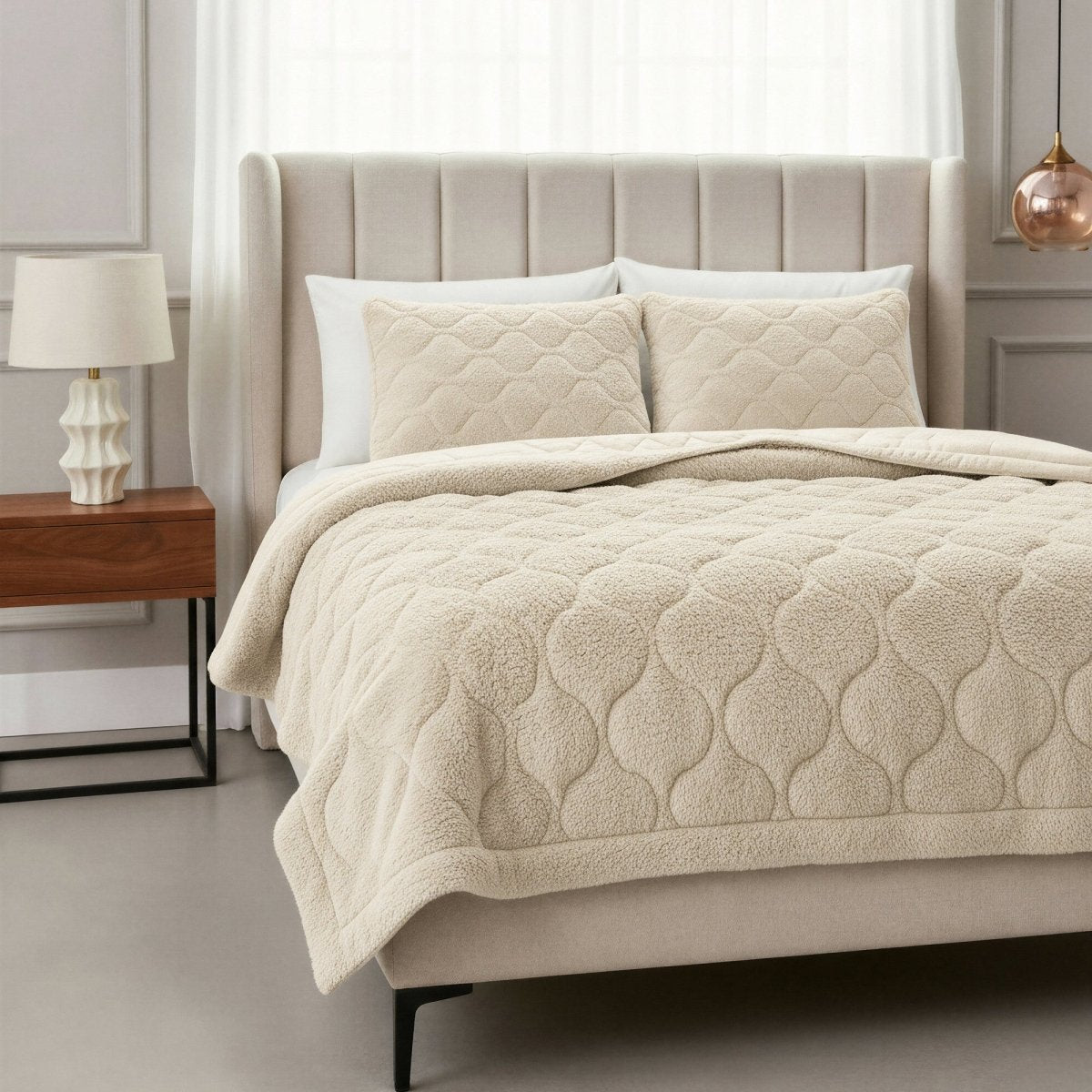 Teddy Fleece Lazy Duvet Teddy | Beige | King - 240cm (W) x 200cm (L) - The Bedding & Blankets Store