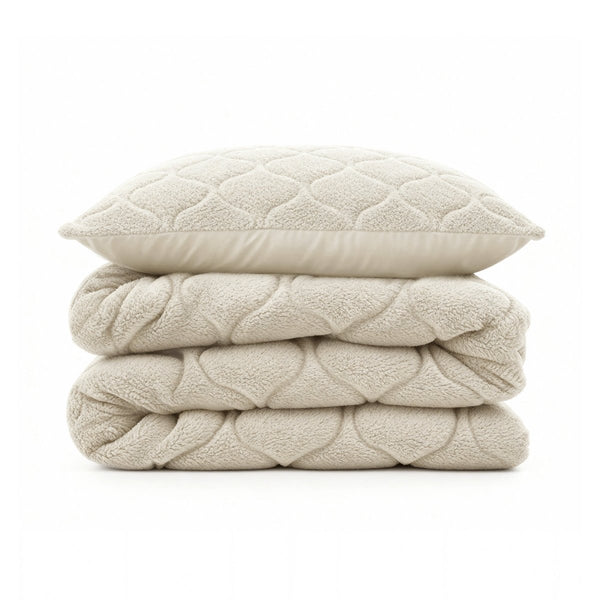Teddy Fleece Lazy Duvet Teddy | Beige | King - 240cm (W) x 200cm (L) - The Bedding & Blankets Store