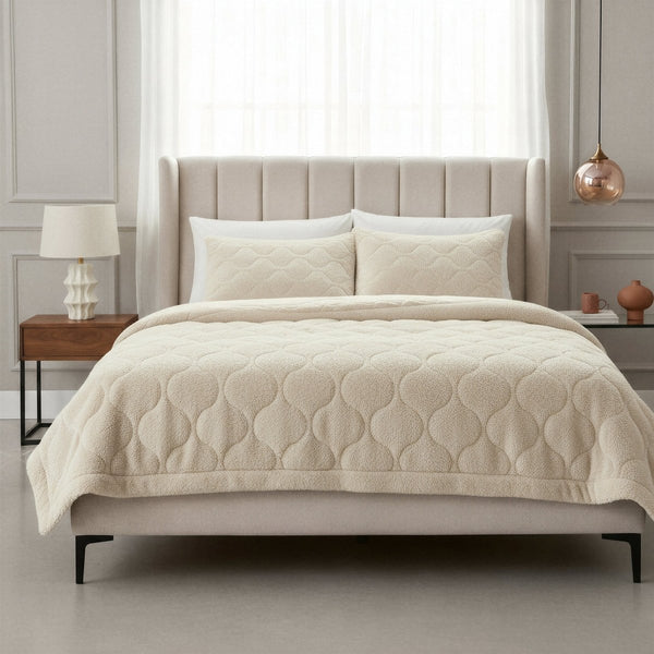 Teddy Fleece Lazy Duvet Teddy | Beige | King - 240cm (W) x 200cm (L) - The Bedding & Blankets Store