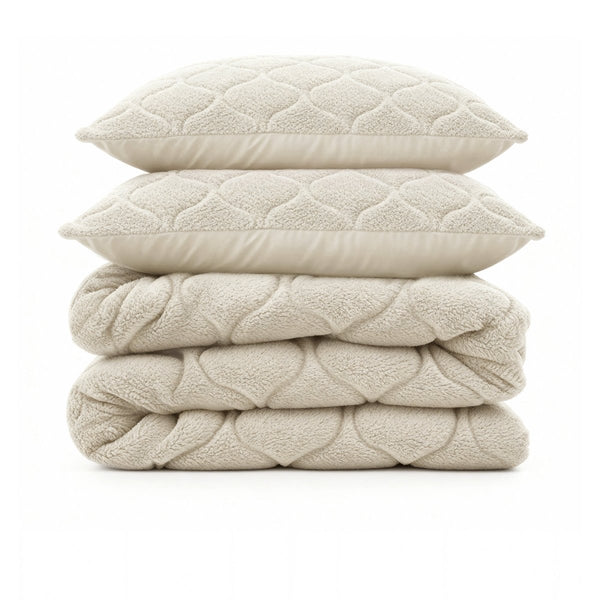 Teddy Fleece Lazy Duvet Teddy | Beige | King - 240cm (W) x 200cm (L) - The Bedding & Blankets Store