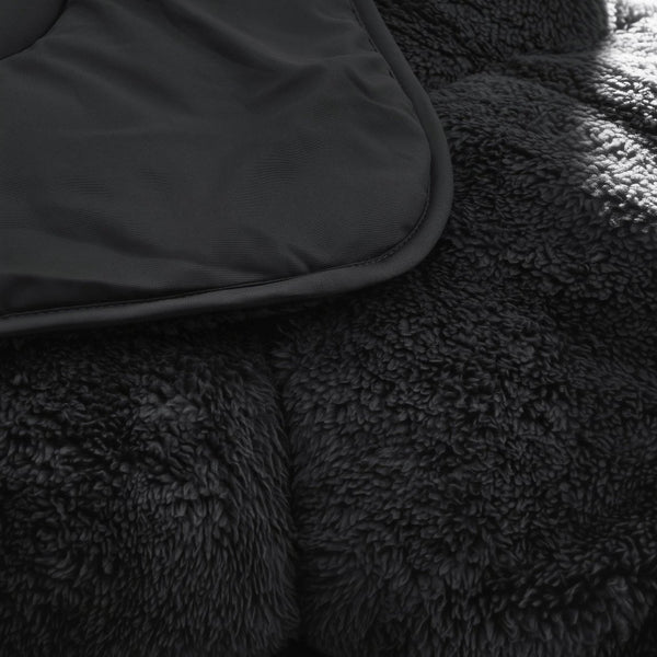 Teddy Fleece Lazy Duvet Teddy | Black | King - 240cm (W) x 200cm (L) - The Bedding & Blankets Store