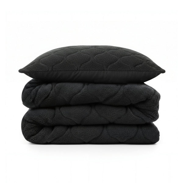Teddy Fleece Lazy Duvet Teddy | Black | King - 240cm (W) x 200cm (L) - The Bedding & Blankets Store