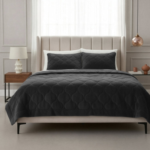 Teddy Fleece Lazy Duvet Teddy | Black | King - 240cm (W) x 200cm (L) - The Bedding & Blankets Store