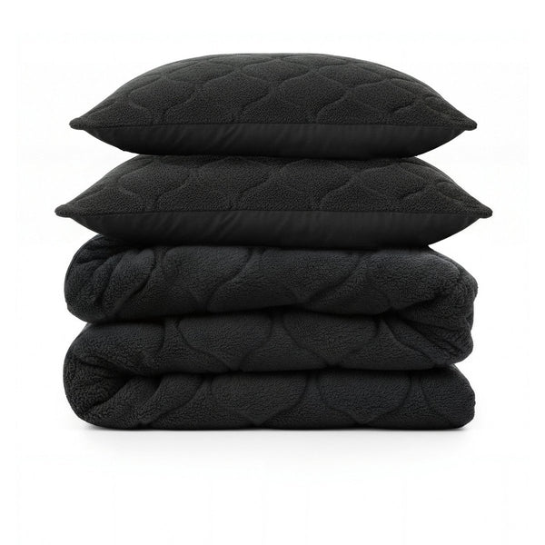 Teddy Fleece Lazy Duvet Teddy | Black | King - 240cm (W) x 200cm (L) - The Bedding & Blankets Store