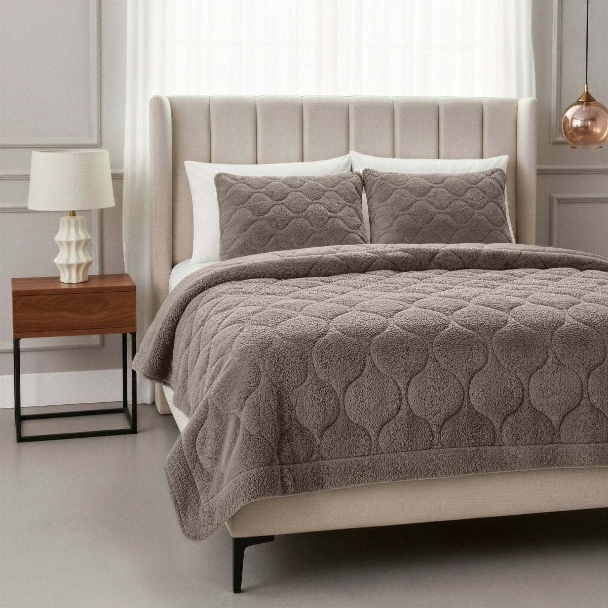Teddy Fleece Lazy Duvet Teddy | Grey | King - 240cm (W) x 200cm (L) - The Bedding & Blankets Store