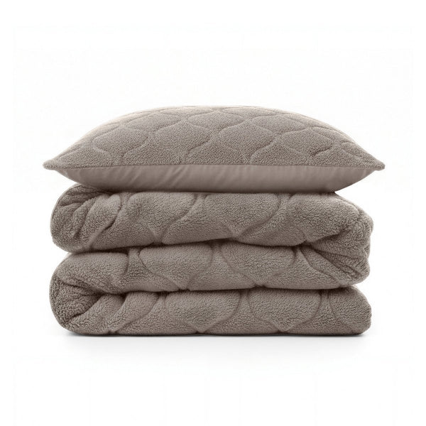 Teddy Fleece Lazy Duvet Teddy | Grey | King - 240cm (W) x 200cm (L) - The Bedding & Blankets Store
