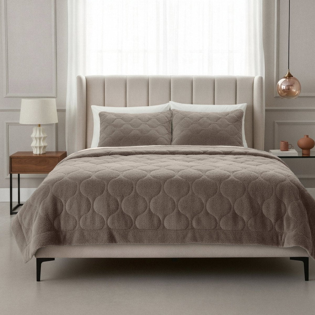 Teddy Fleece Lazy Duvet Teddy | Grey | King - 240cm (W) x 200cm (L) - The Bedding & Blankets Store