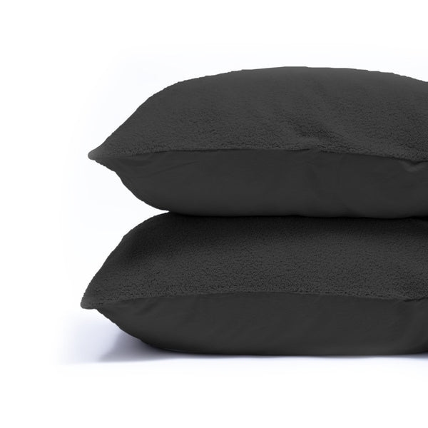 Teddy Fleece Pillowcase | Anthracite | 60cm x 70cm - The Bedding & Blankets Store