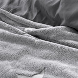 Teddy Microfleece Duvet Cover Set Glow in the Dark Stars | Grey | Single - 135cm (W) x 200cm (L) - The Bedding & Blankets Store