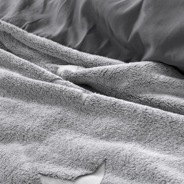 Teddy Microfleece Duvet Cover Set Glow in the Dark Stars | Grey | Single - 135cm (W) x 200cm (L) - The Bedding & Blankets Store