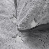Teddy Microfleece Duvet Cover Set Glow in the Dark Stars | Grey | Single - 135cm (W) x 200cm (L) - The Bedding & Blankets Store