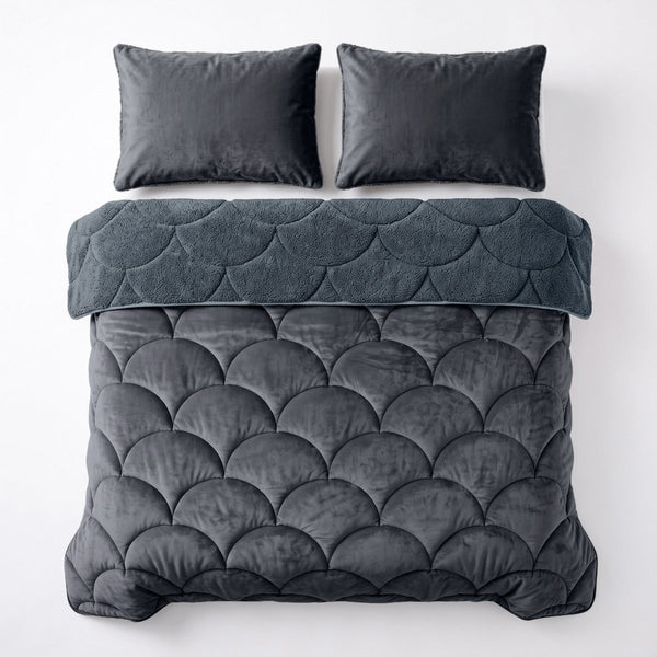 Teddy & Velvet Coverless Duvet | Anthracite | Single - 140cm (W) x 200cm (L) - The Bedding & Blankets Store