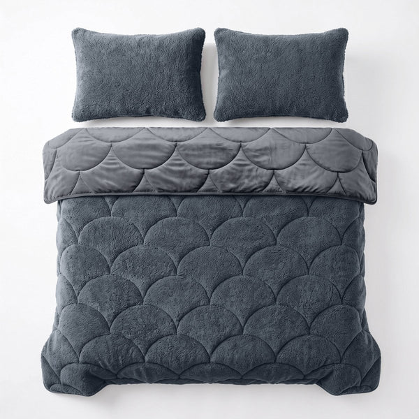 Teddy & Velvet Coverless Duvet | Anthracite | Single - 140cm (W) x 200cm (L) - The Bedding & Blankets Store