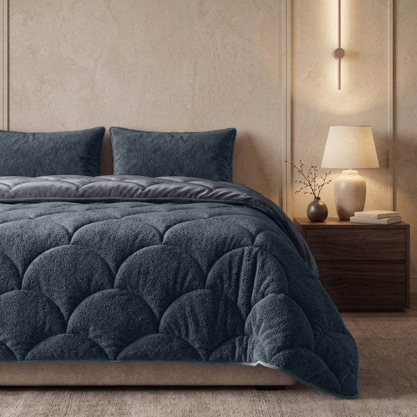 Teddy & Velvet Coverless Duvet | Anthracite | Single - 140cm (W) x 200cm (L) - The Bedding & Blankets Store
