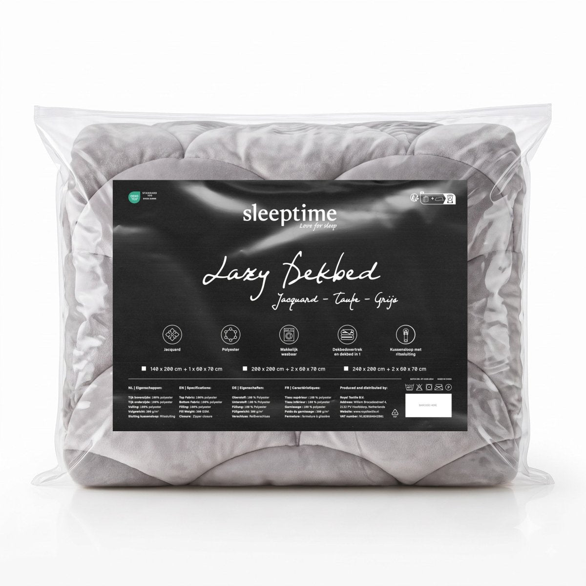 Teddy & Velvet Coverless Duvet | Taupe/Grey | Single - 140cm (W) x 200cm (L) - The Bedding & Blankets Store