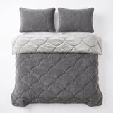 Teddy & Velvet Coverless Duvet | Taupe/Grey | Single - 140cm (W) x 200cm (L) - The Bedding & Blankets Store