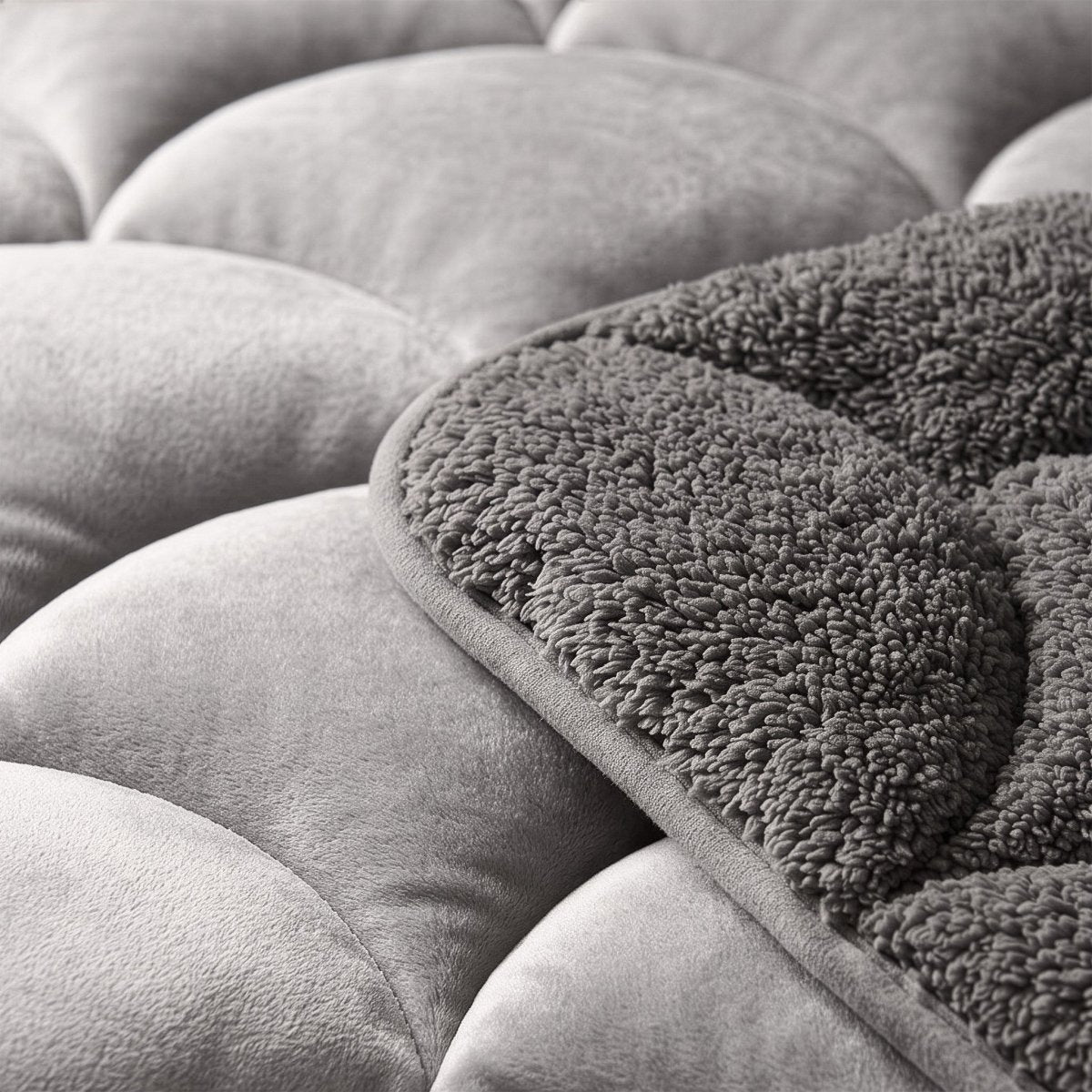 Teddy & Velvet Coverless Duvet | Taupe/Grey | Single - 140cm (W) x 200cm (L) - The Bedding & Blankets Store