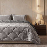Teddy & Velvet Coverless Duvet | Taupe/Grey | Single - 140cm (W) x 200cm (L) - The Bedding & Blankets Store