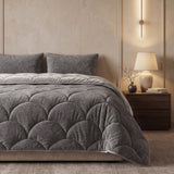 Teddy & Velvet Coverless Duvet | Taupe/Grey | Single - 140cm (W) x 200cm (L) - The Bedding & Blankets Store