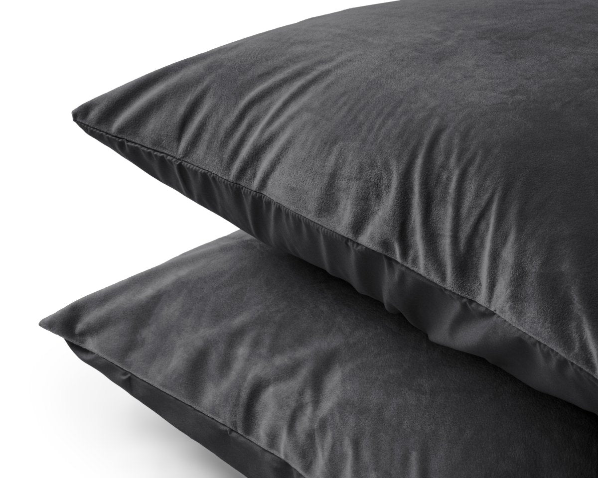 Velvet 2 in 1 Pillowcase | Anthracite | 60cm x 70cm - The Bedding & Blankets Store