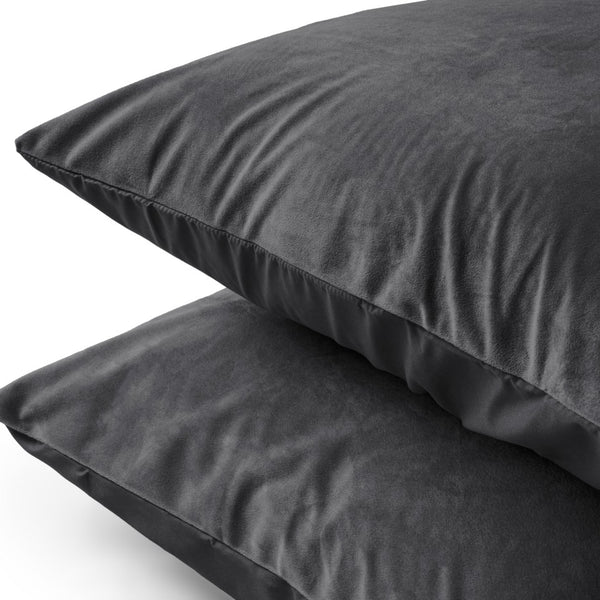 Velvet 2 in 1 Pillowcase | Anthracite | 60cm x 70cm - The Bedding & Blankets Store