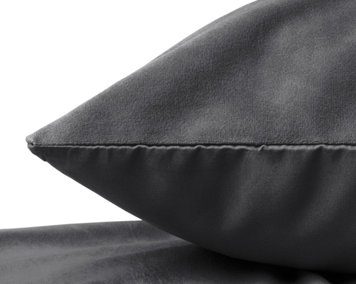 Velvet 2 in 1 Pillowcase | Anthracite | 60cm x 70cm - The Bedding & Blankets Store