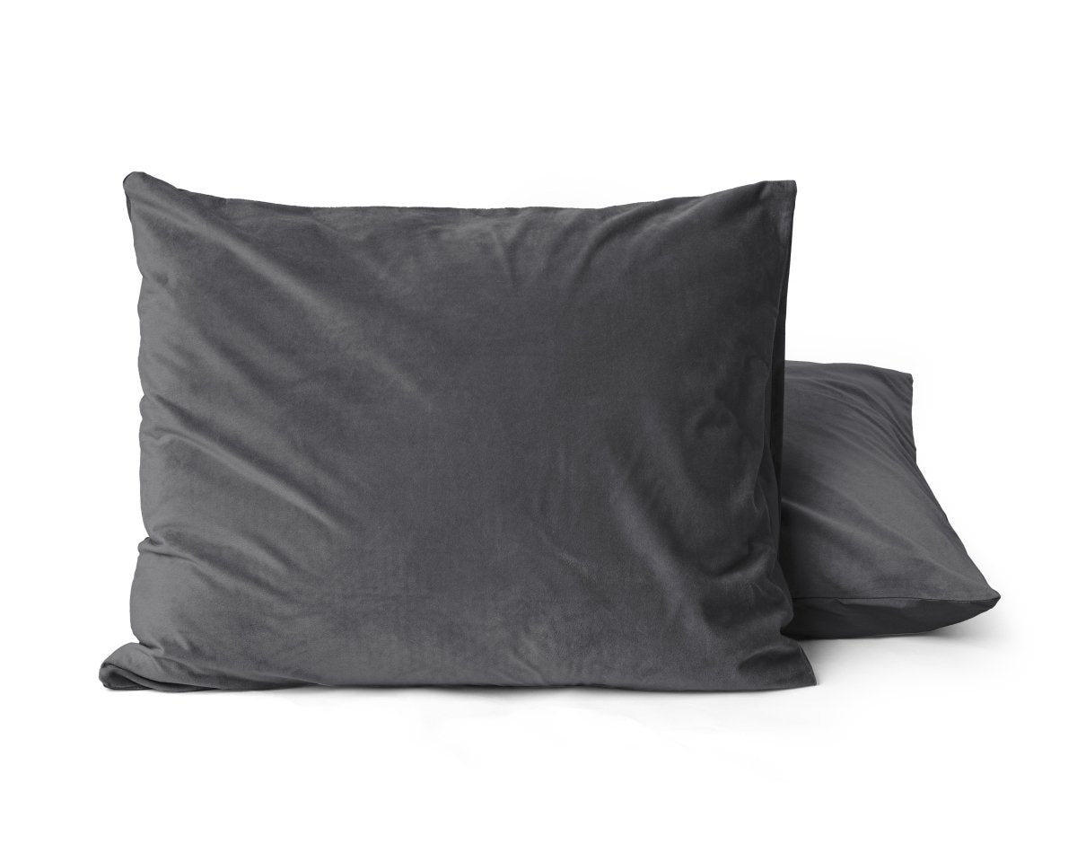 Velvet 2 in 1 Pillowcase | Anthracite | 60cm x 70cm - The Bedding & Blankets Store