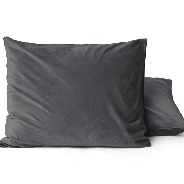 Velvet 2 in 1 Pillowcase | Anthracite | 60cm x 70cm - The Bedding & Blankets Store