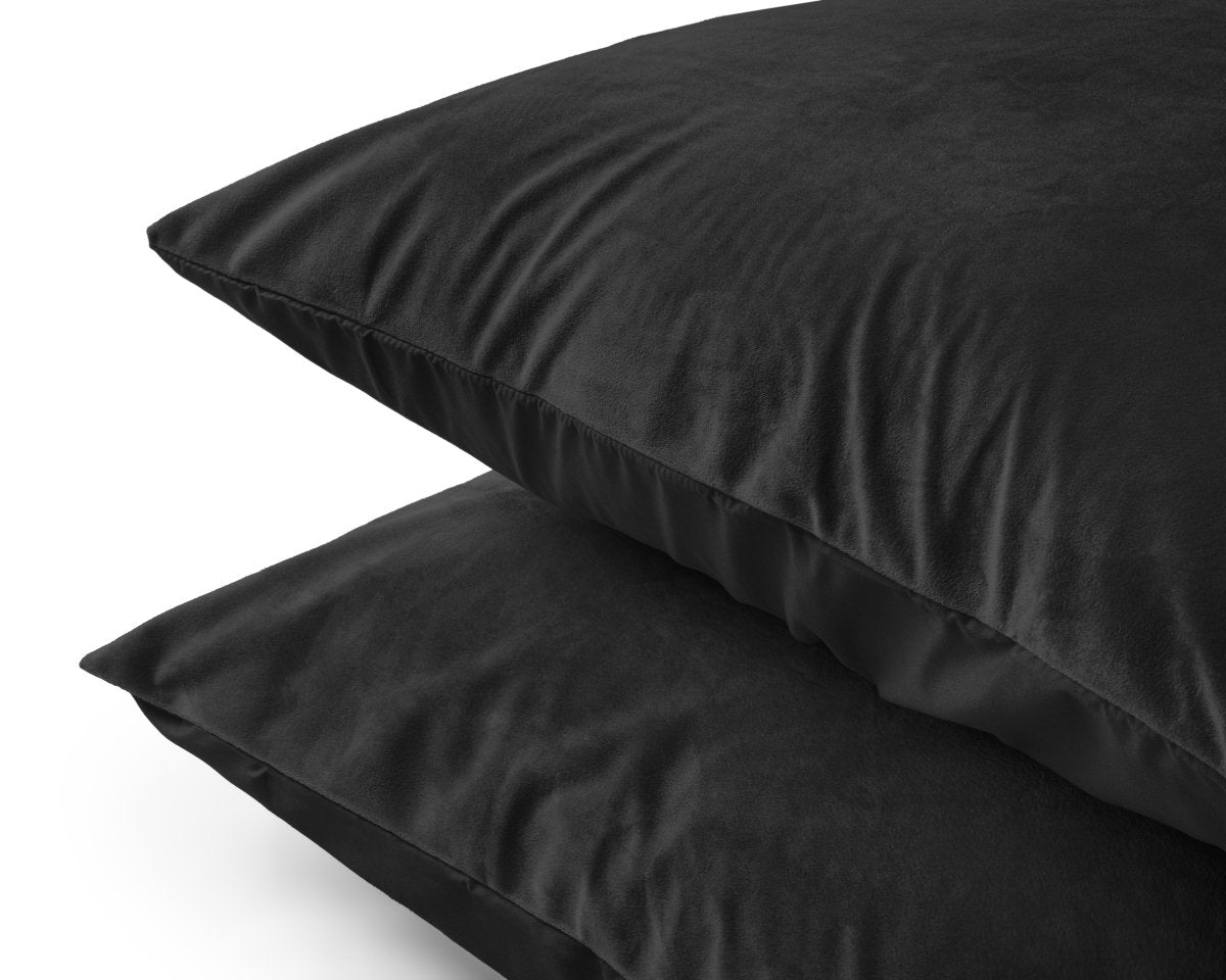 Velvet 2 in 1 Pillowcase | Black | 60cm x 70cm - The Bedding & Blankets Store