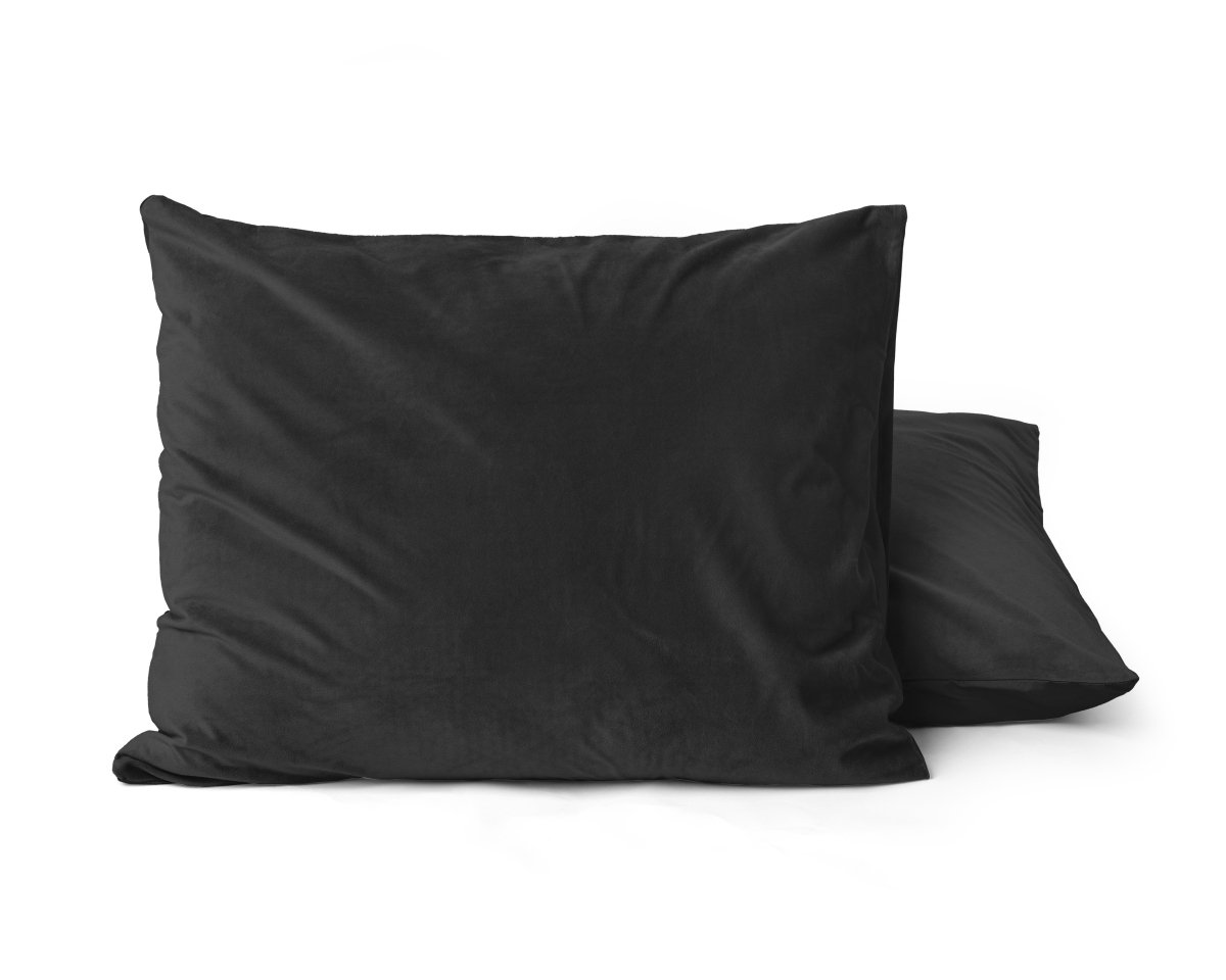 Velvet 2 in 1 Pillowcase | Black | 60cm x 70cm - The Bedding & Blankets Store