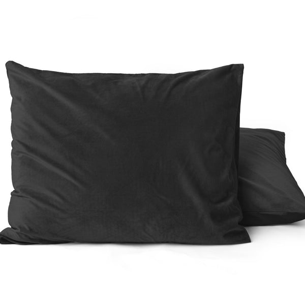 Velvet 2 in 1 Pillowcase | Black | 60cm x 70cm - The Bedding & Blankets Store