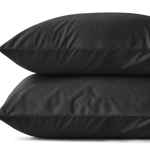 Velvet 2 in 1 Pillowcase | Black | 60cm x 70cm - The Bedding & Blankets Store