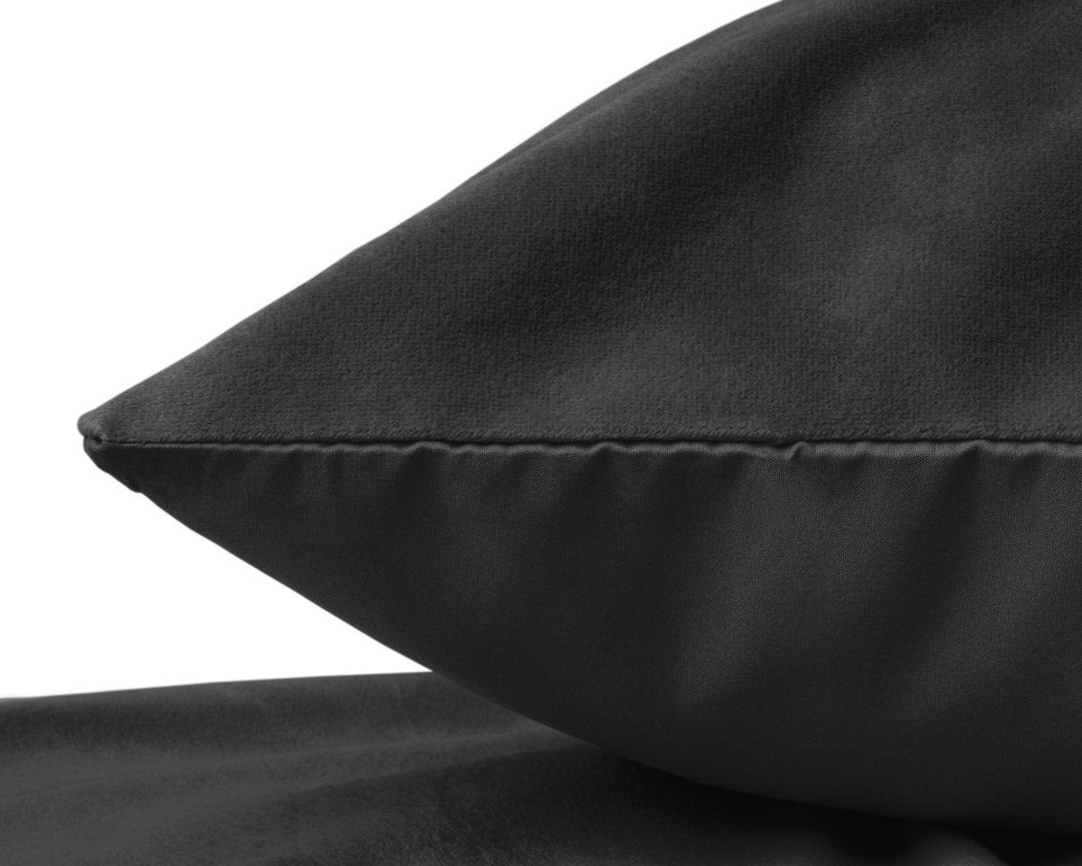 Velvet 2 in 1 Pillowcase | Black | 60cm x 70cm - The Bedding & Blankets Store