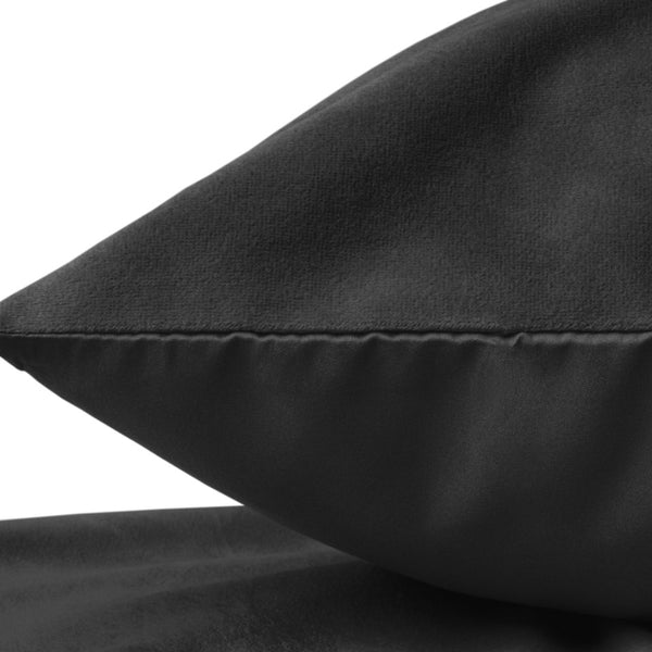 Velvet 2 in 1 Pillowcase | Black | 60cm x 70cm - The Bedding & Blankets Store