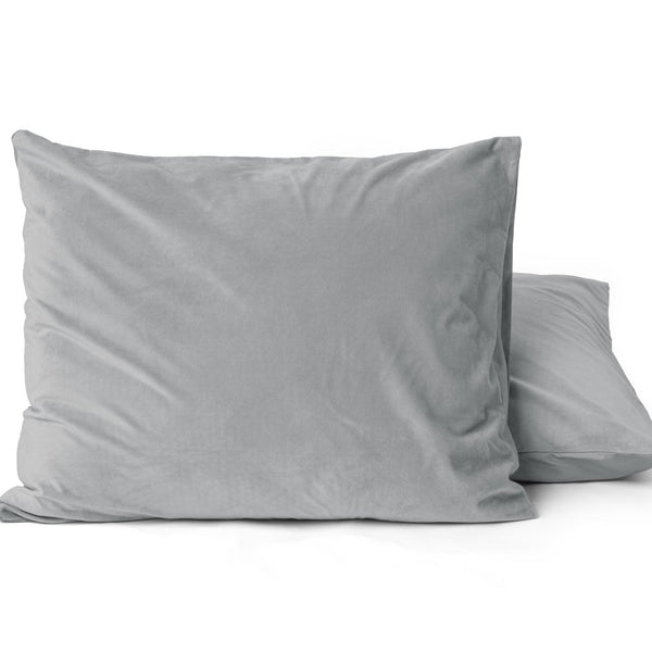 Velvet 2 in 1 Pillowcase | Grey | 60cm x 70cm - The Bedding & Blankets Store