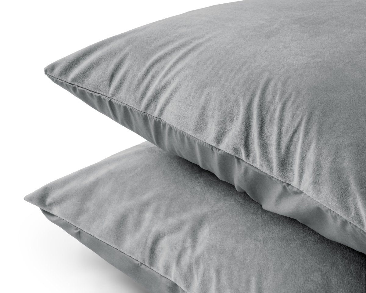 Velvet 2 in 1 Pillowcase | Grey | 60cm x 70cm - The Bedding & Blankets Store