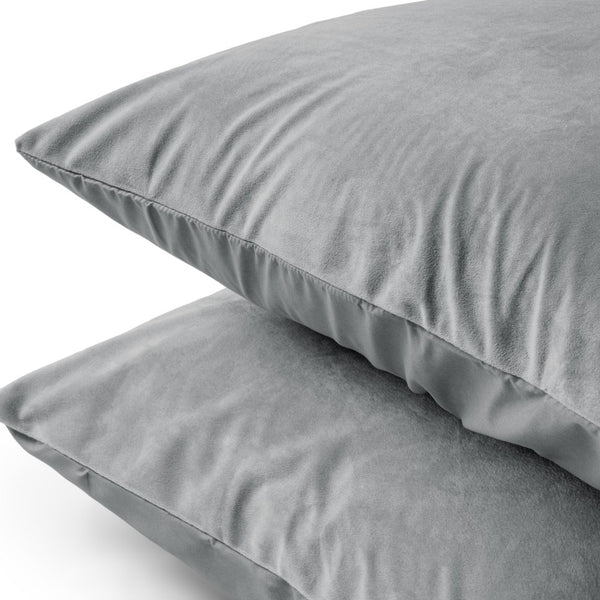 Velvet 2 in 1 Pillowcase | Grey | 60cm x 70cm - The Bedding & Blankets Store