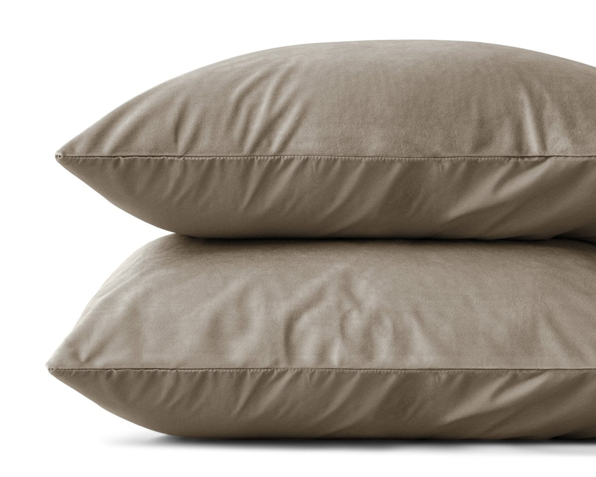 Velvet 2 in 1 Pillowcase | Taupe | 60cm x 70cm - The Bedding & Blankets Store